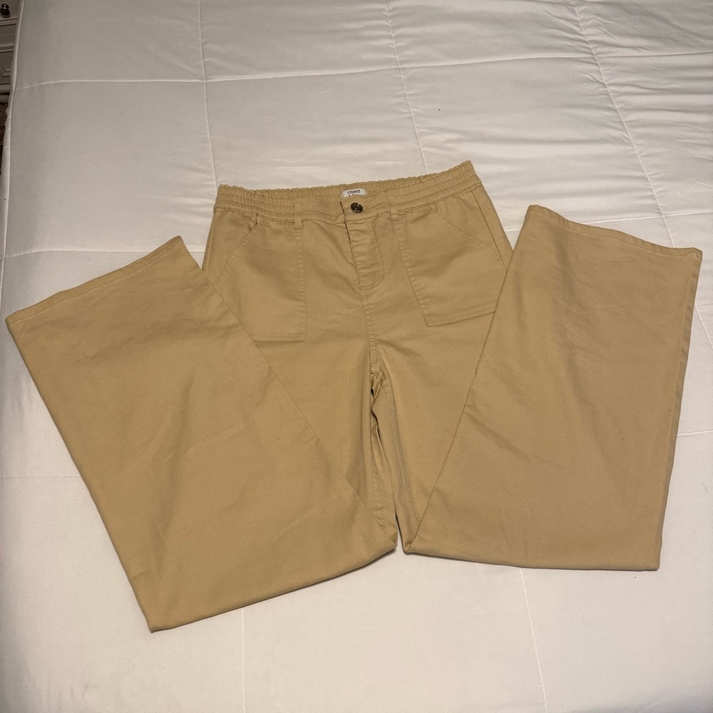 Girls Crown & Ivy Khaki Stretch Chino Pants Elastic Waist | XL | 28” Inseam